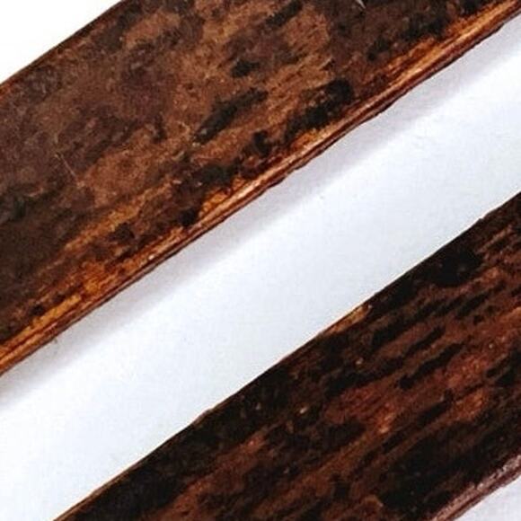 VTG 60s Wood Gold Tone Clip On Dangle Earrings Mid Century Modernist Minimalist - Picture 9 of 9